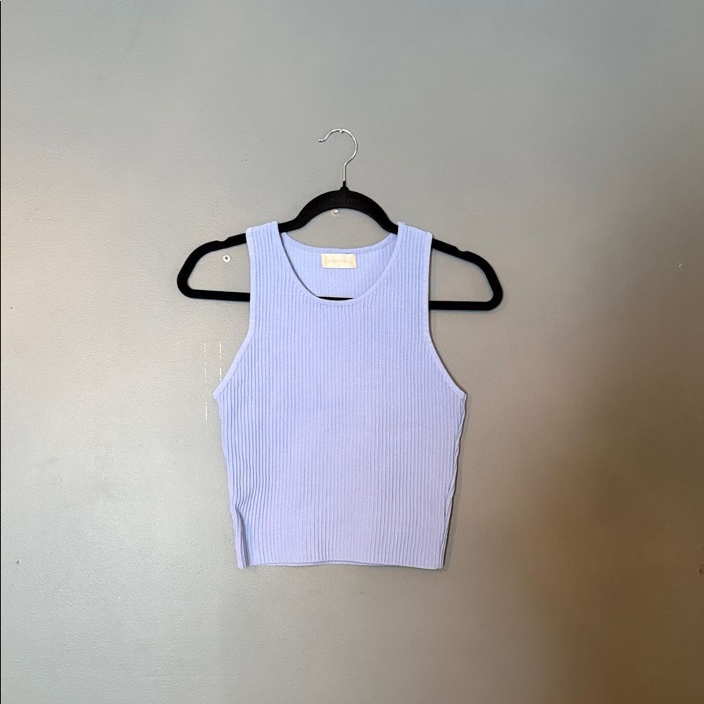 Altar'd State Light Blue Ribbed Tank Top - Picture 1 of 3